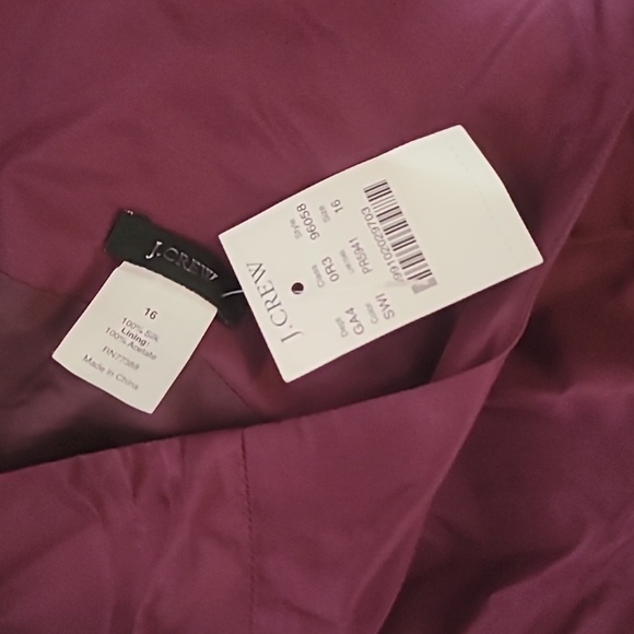 NWT J. Crew Gracie 100% Silk Taffeta Dress Burgundy Size 16 Womens - Picture 6 of 6